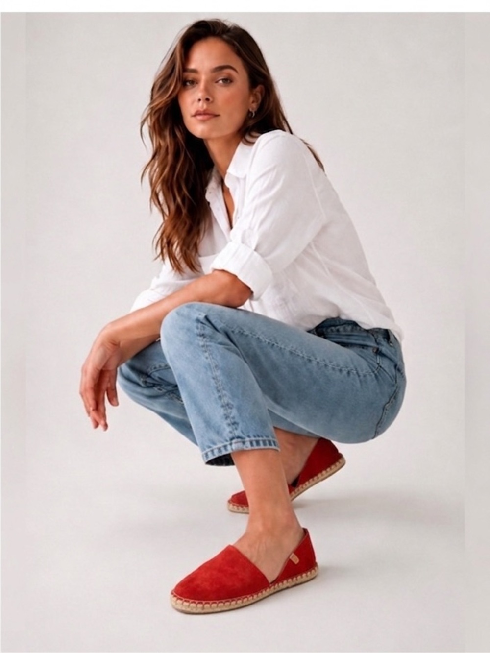 Verbenas Red Suede Espadrille Flats. EU 40